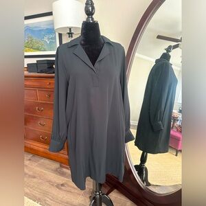 J. Crew shift /shift dress, long sleeves in black w gold buttons